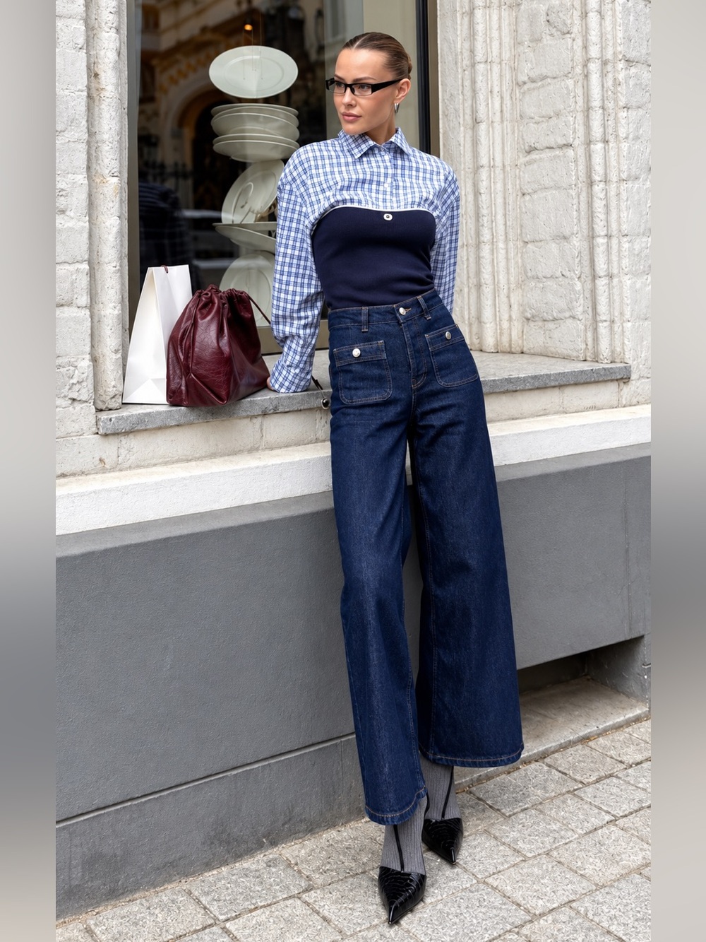 VIRAL NEW ZARA high-rise, wide-leg cropped silhouette SIZE 2